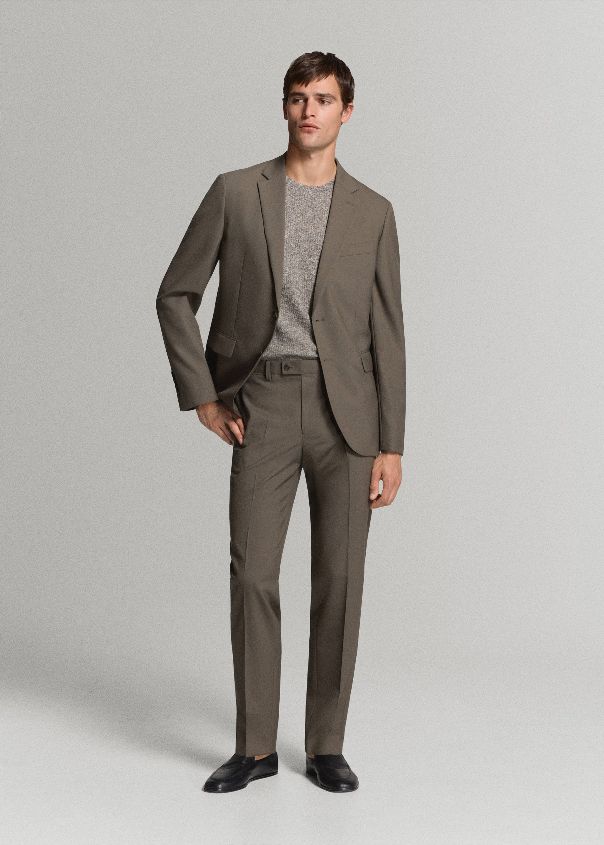 Turin 100% wool suit trousers - General plane, Medium Brown. Ref: 37021420-00.