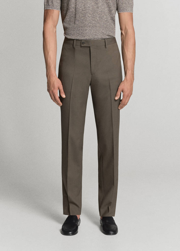 Turin 100% wool suit trousers — Medium Brown