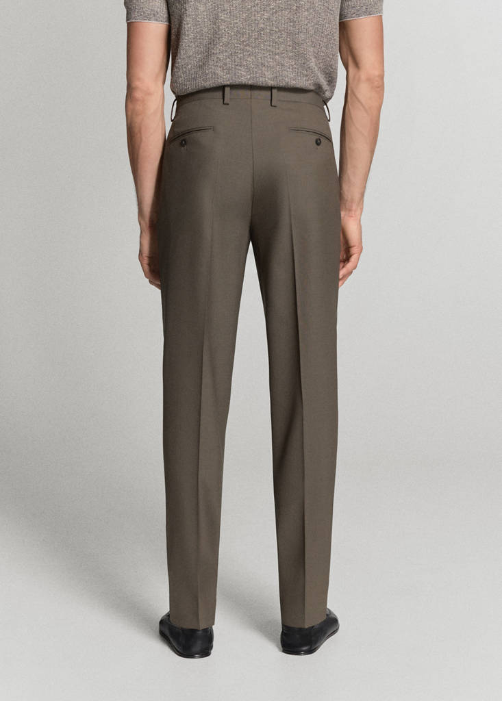 Turin 100% wool suit trousers — Medium Brown