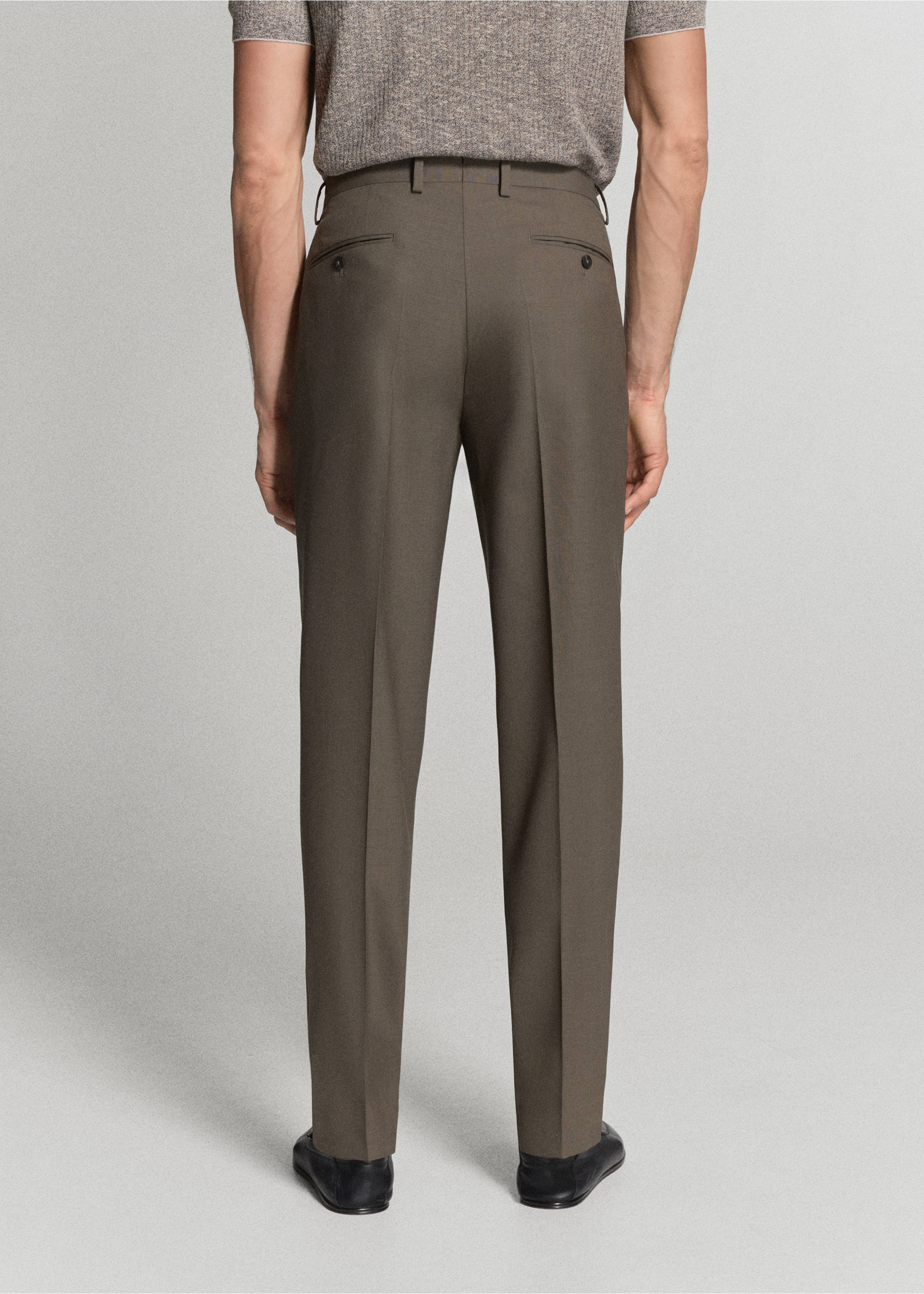 Turin 100% wool suit trousers - Reverse of the article, Medium Brown. Ref: 37021420-00.