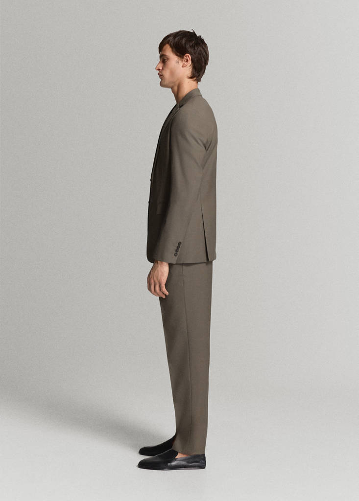 Turin 100% wool suit trousers — Medium Brown