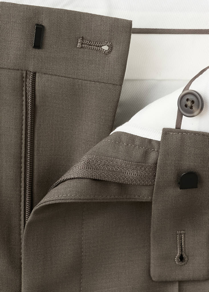 Turin 100% wool suit trousers — Medium Brown