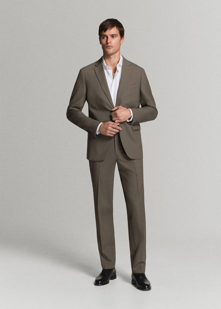 Turin 100% wool suit trousers — Medium Brown