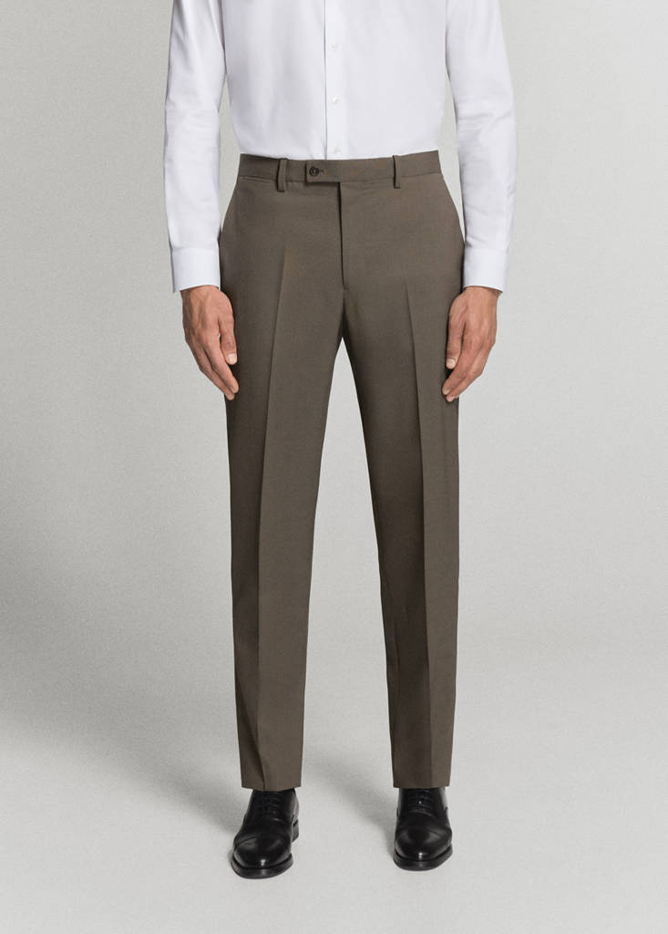 Turin 100% wool suit trousers — Medium Brown