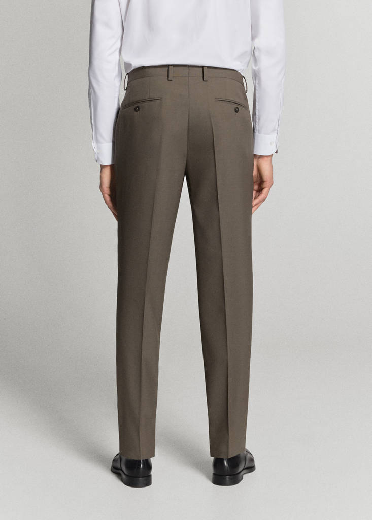 Turin 100% wool suit trousers — Medium Brown