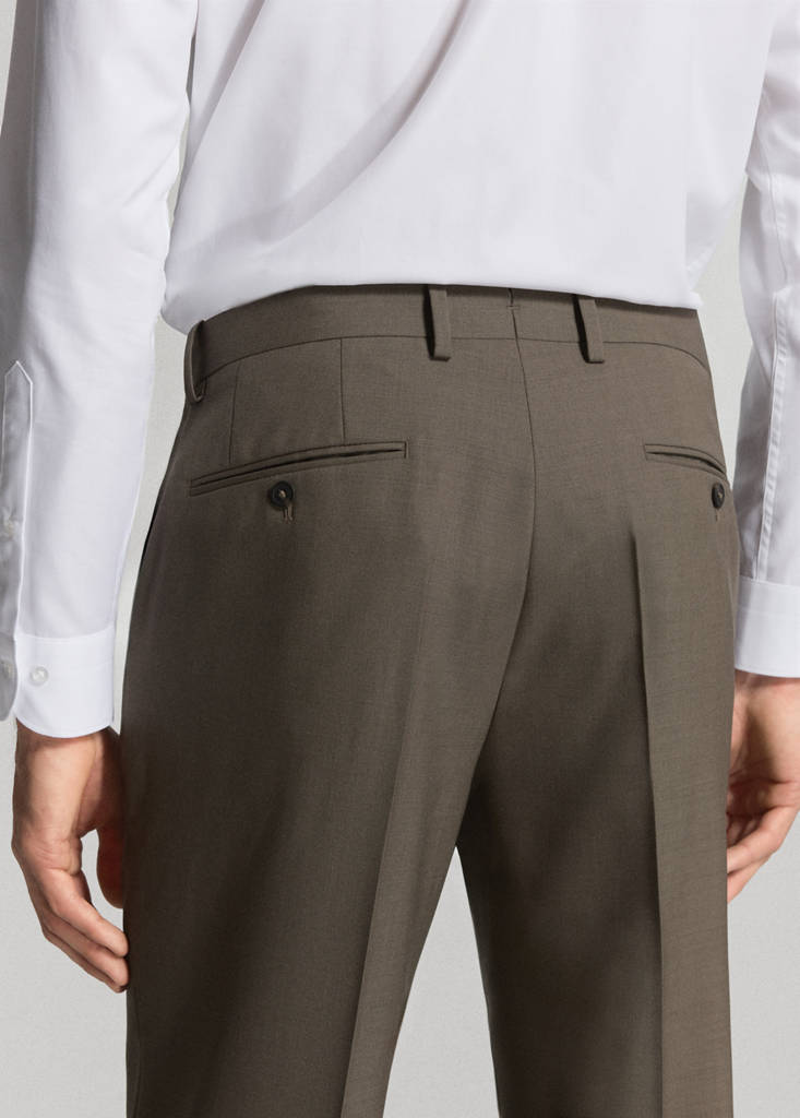 Turin 100% wool suit trousers — Medium Brown