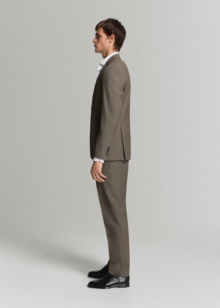 Turin 100% wool suit trousers — Medium Brown
