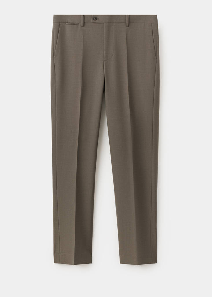 Turin 100% wool suit trousers — Medium Brown