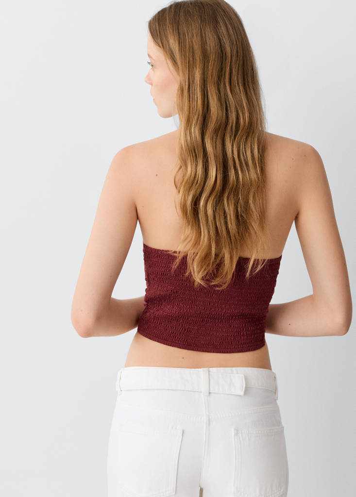 Ruched cotton top — Burnt Orange