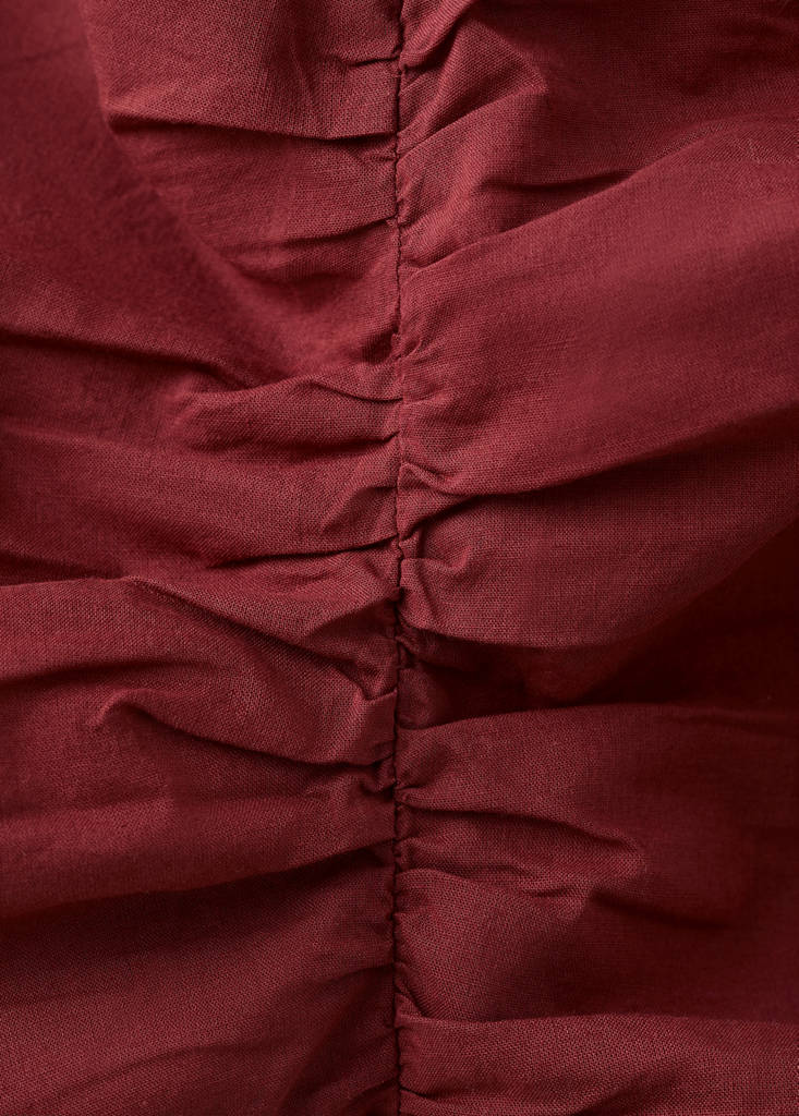 Ruched cotton top — Burnt Orange