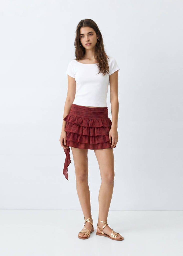 Ruffled short skirt — Burnt Orange