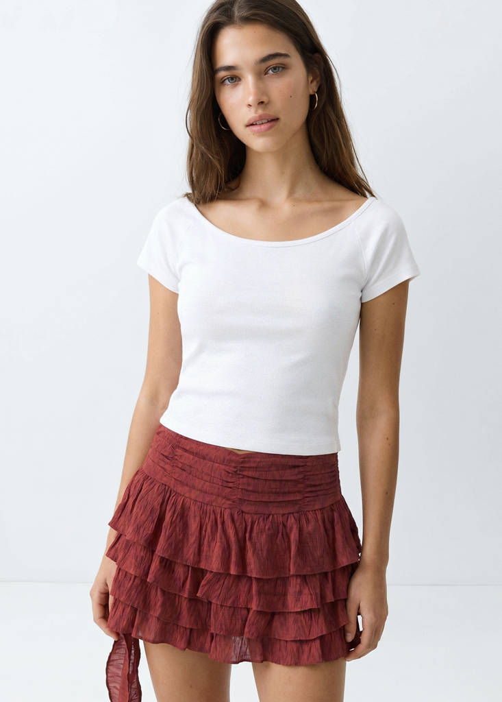 Ruffled short skirt — Burnt Orange