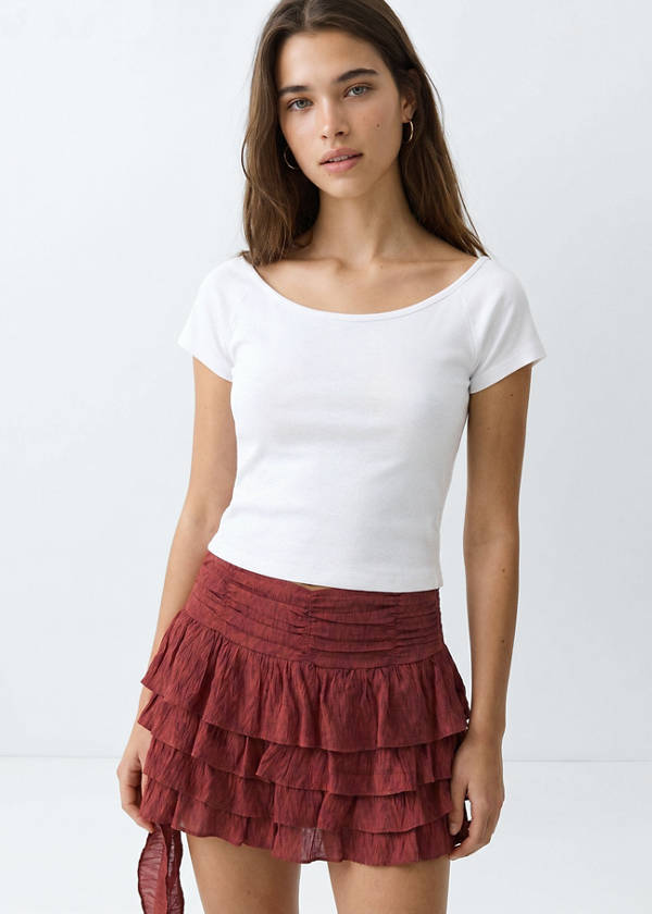 Ruffled short skirt — Burnt Orange