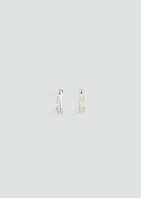 Textured square earrings — Silver