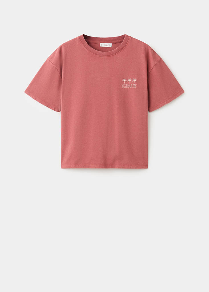 Printed cotton-blend t-shirt — Burgundy