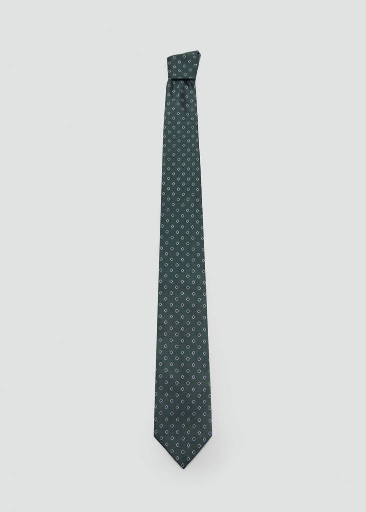 Printed silk tie — Khaki