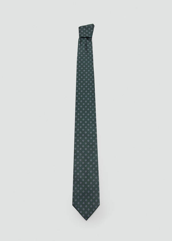 Printed silk tie — Khaki