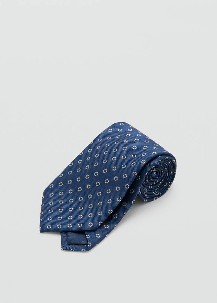 Printed silk tie — Sky Blue