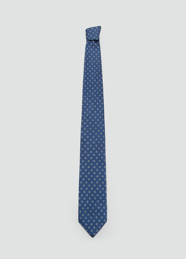 Printed silk tie — Sky Blue