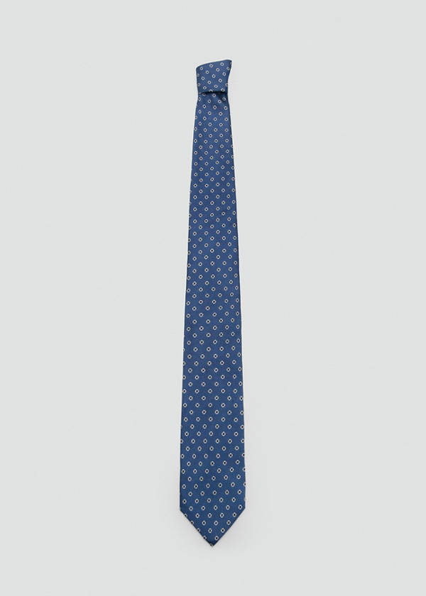 Printed silk tie — Sky Blue