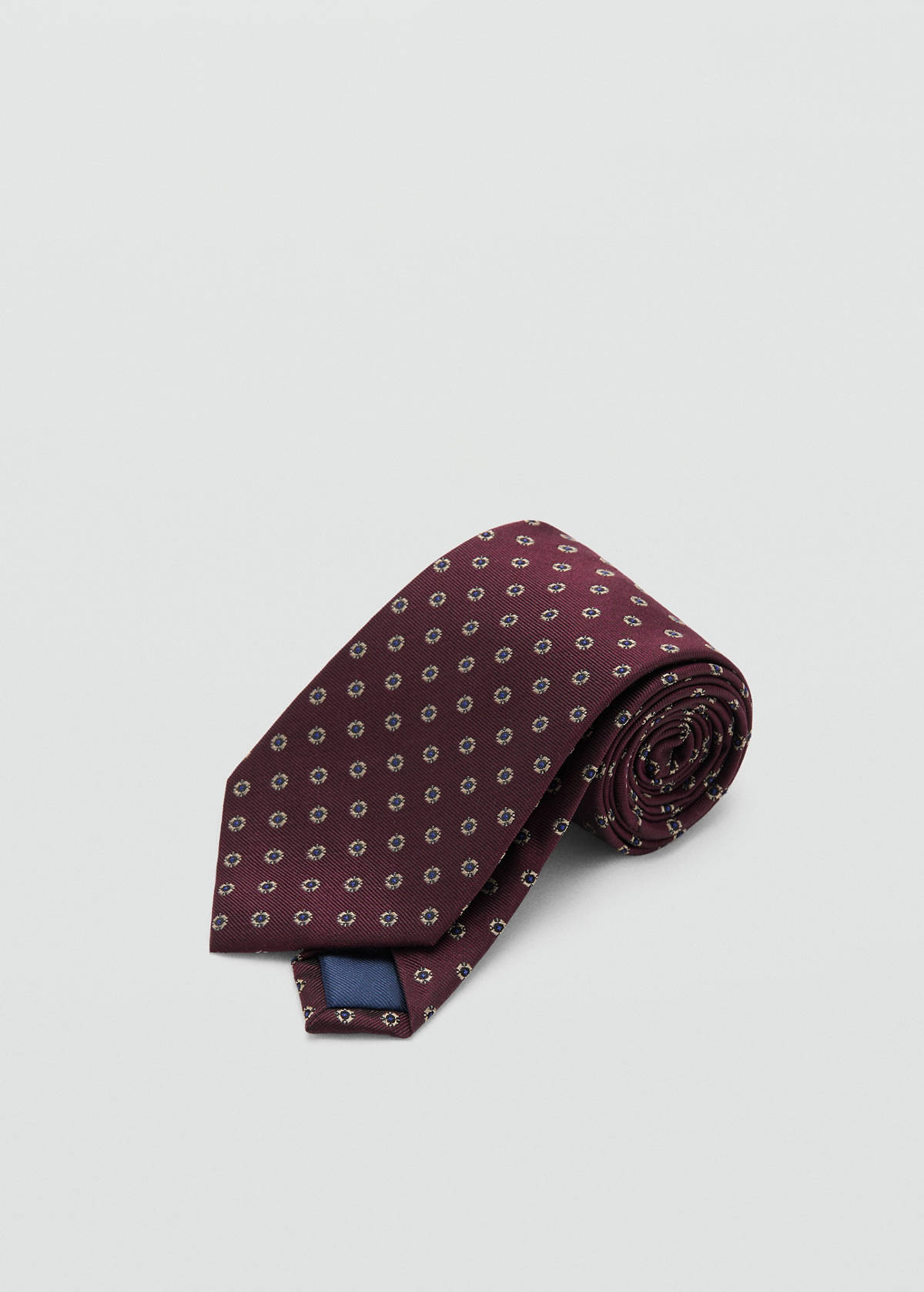 Printed silk tie — Burgundy