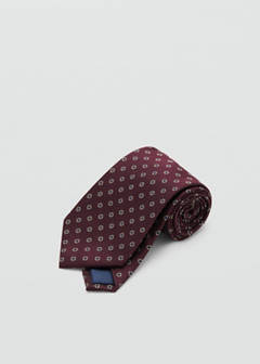 Printed silk tie — Burgundy 2
