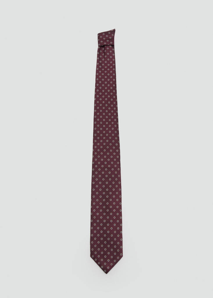 Printed silk tie — Burgundy