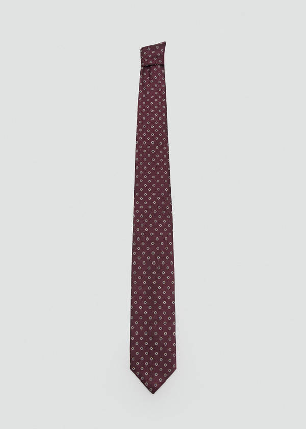 Printed silk tie — Burgundy