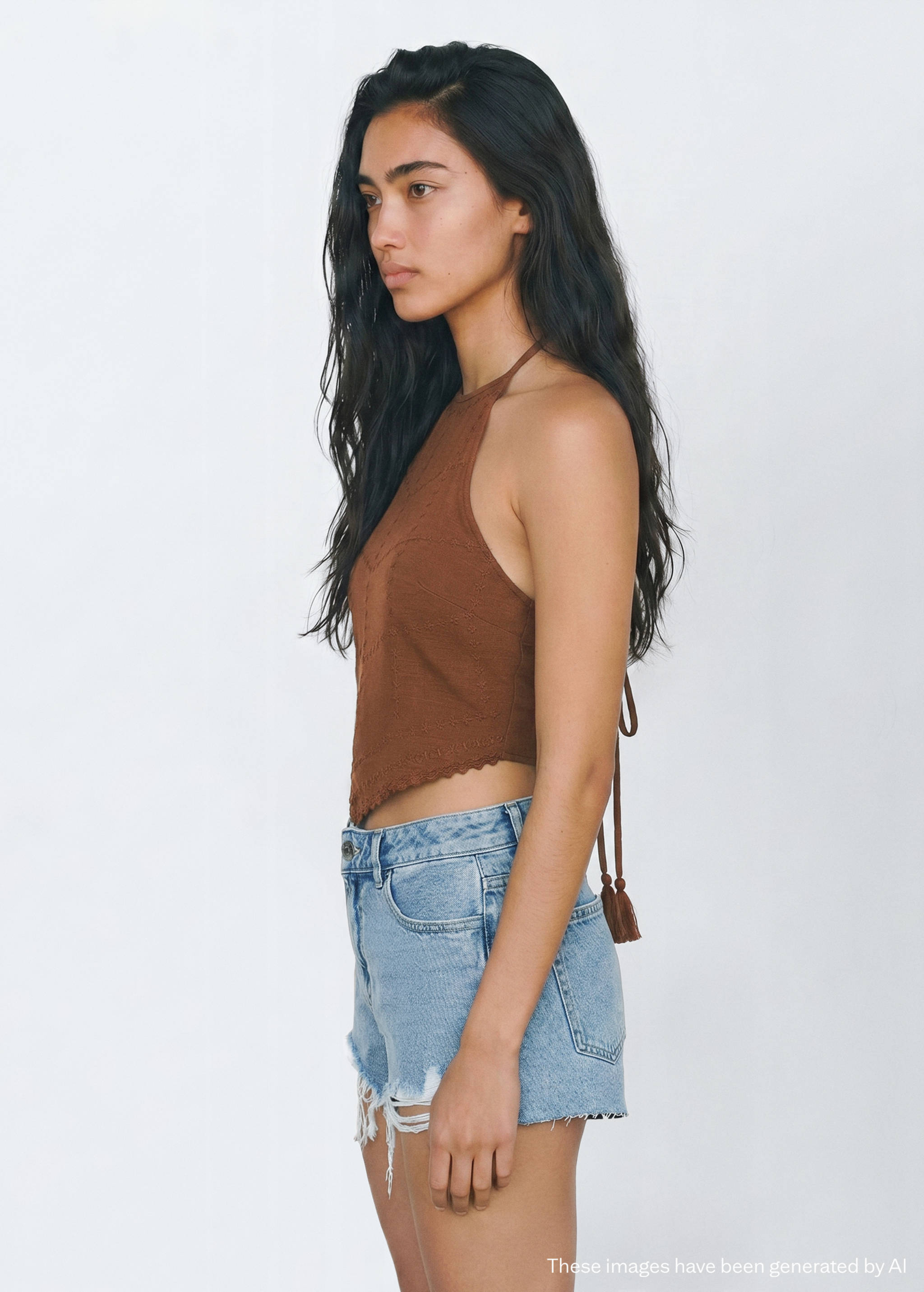 Mini shorts detalles deshilachados - Plano medio