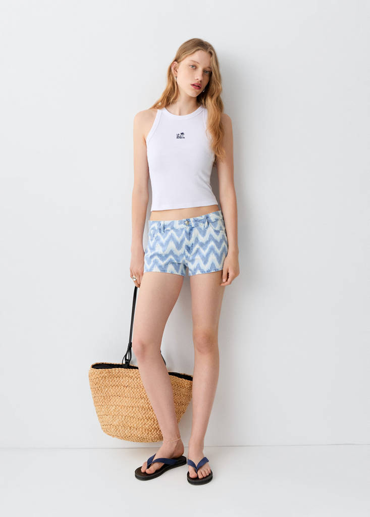 Micro fit low waist shorts — Sky Blue