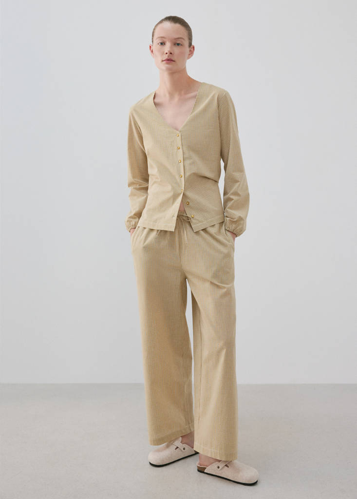 Gingham-check two-piece pyjamas — Ochre
