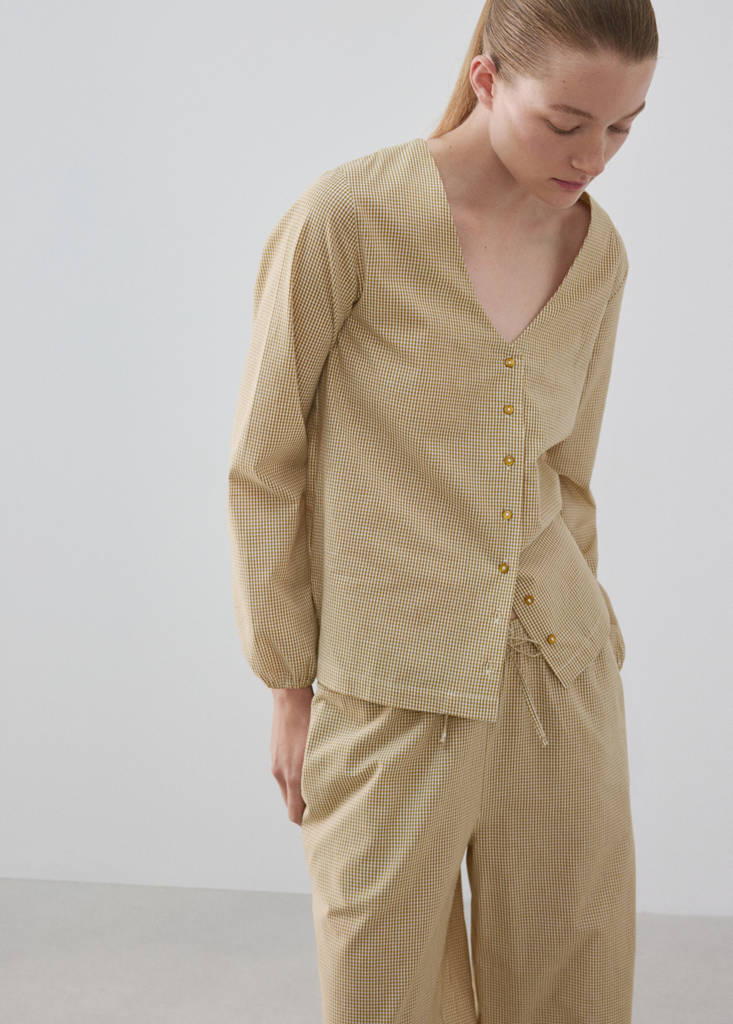 Gingham-check two-piece pyjamas — Ochre