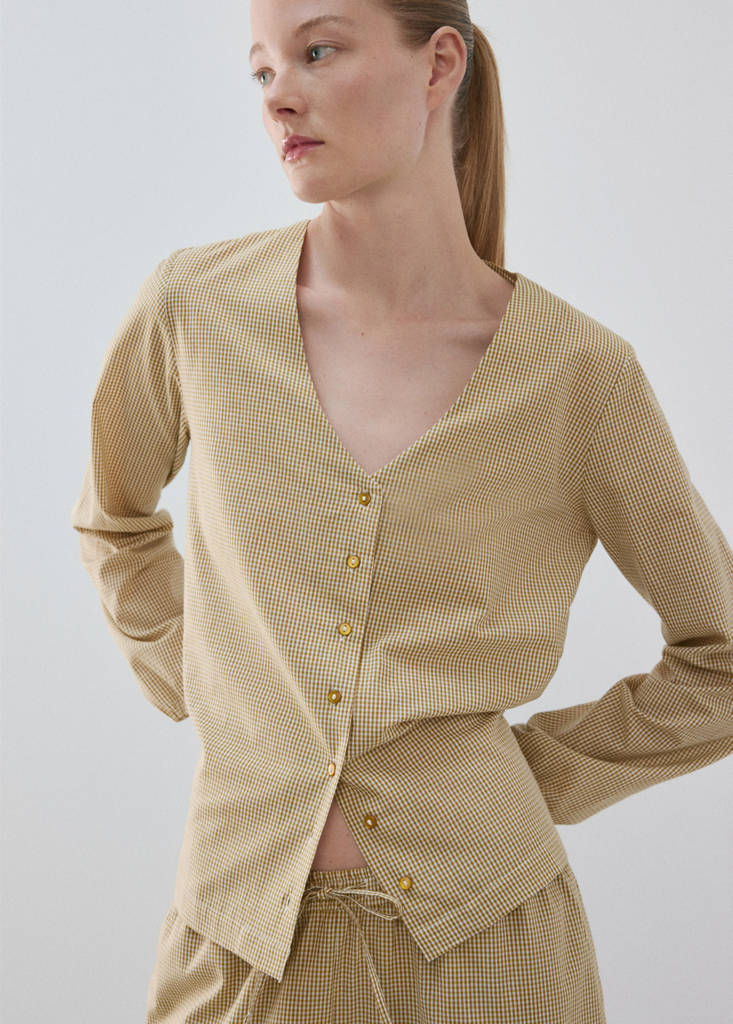 Gingham-check two-piece pyjamas — Ochre