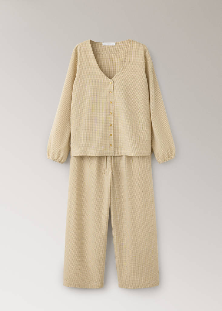 Gingham-check two-piece pyjamas — Ochre