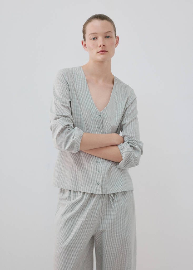 Gingham-check two-piece pyjamas — Grey