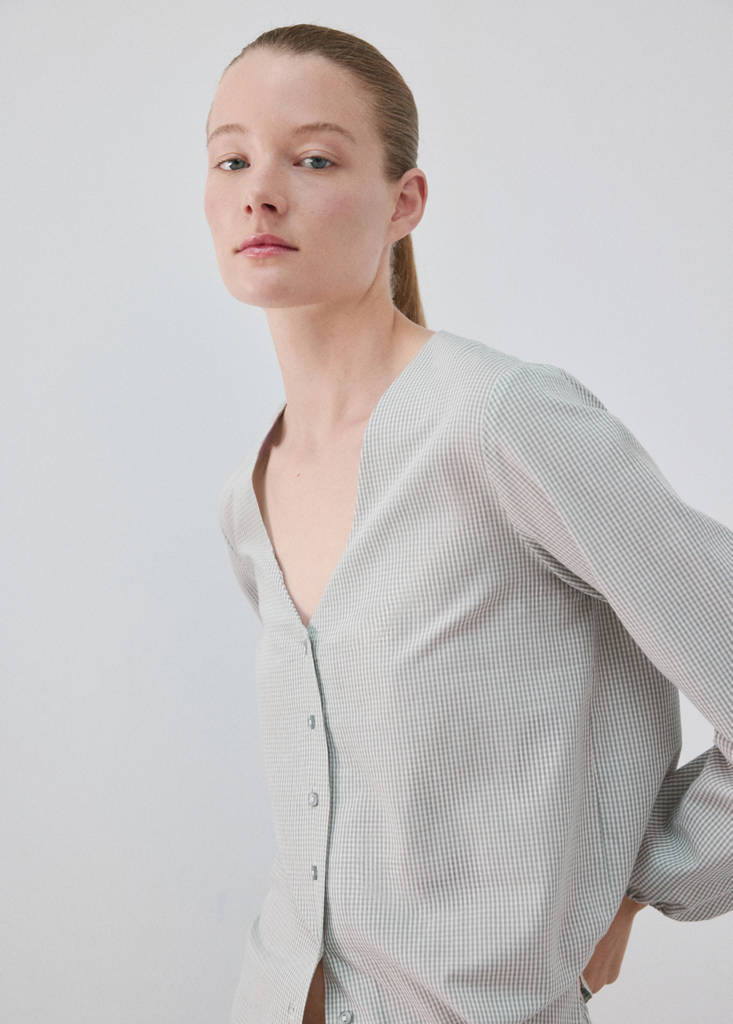Gingham-check two-piece pyjamas — Grey
