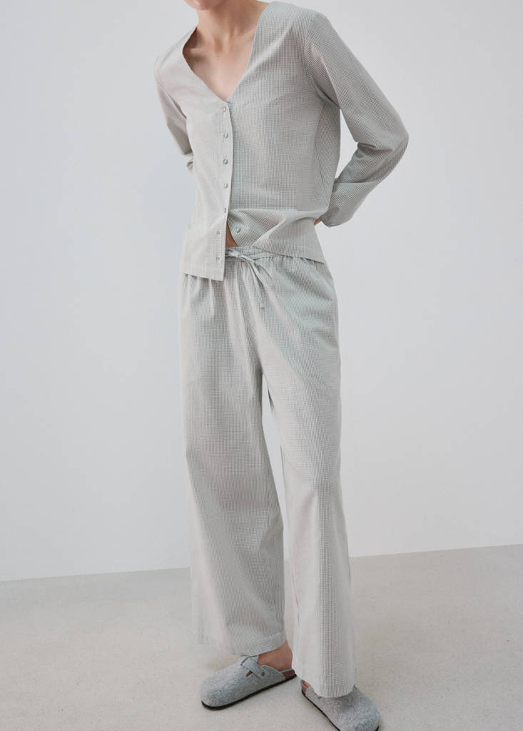 Gingham-check two-piece pyjamas — Grey