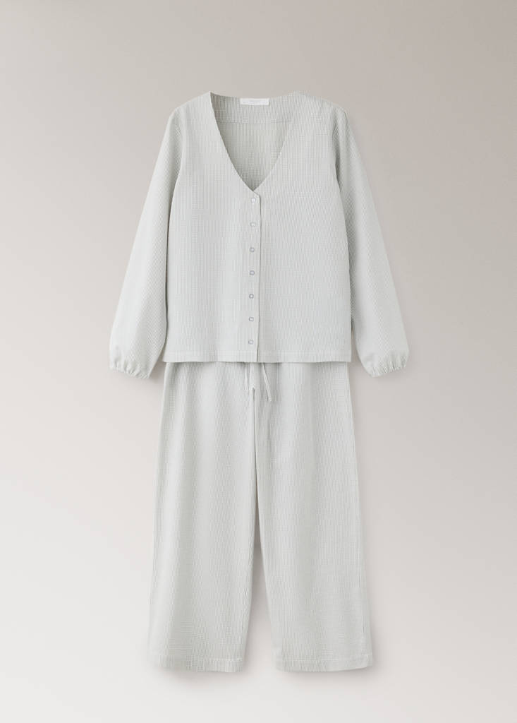 Gingham-check two-piece pyjamas — Grey