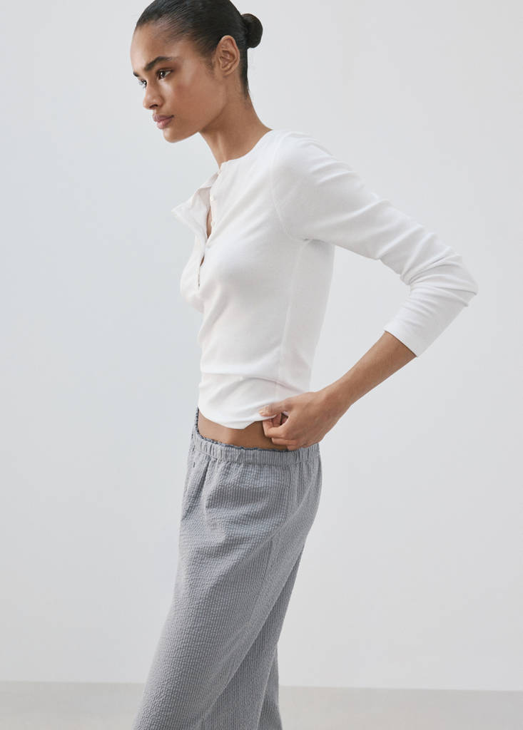 Seersucker striped two-piece pyjamas — Blue