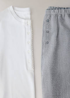 Seersucker striped two-piece pyjamas — Blue 6