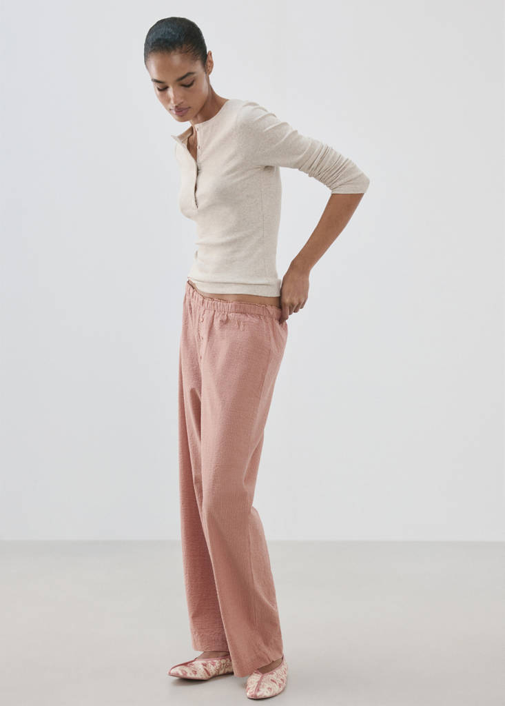 Seersucker striped two-piece pyjamas — Pink