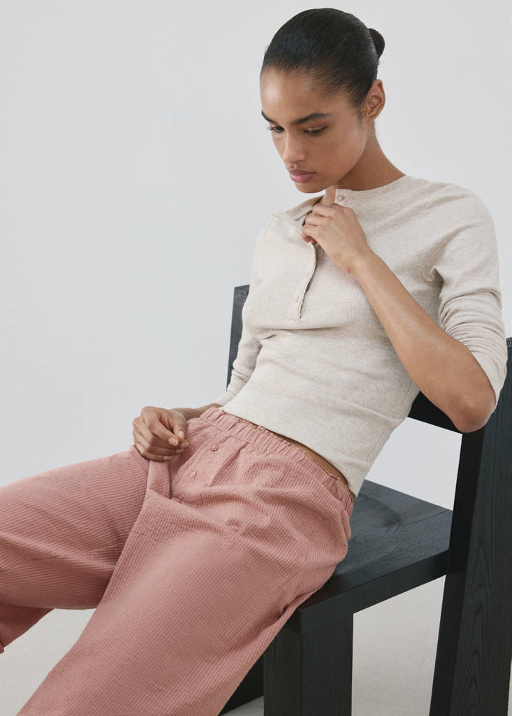 Seersucker striped two-piece pyjamas — Pink