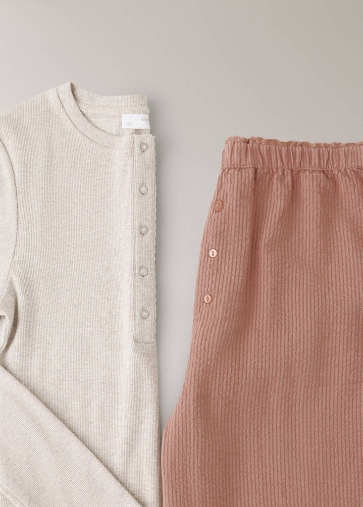 Seersucker striped two-piece pyjamas — Pink
