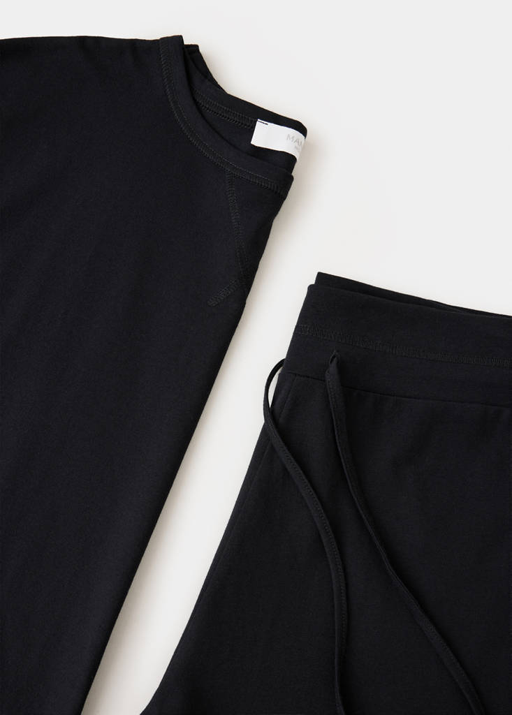 Two-piece plain cotton pyjamas — Black