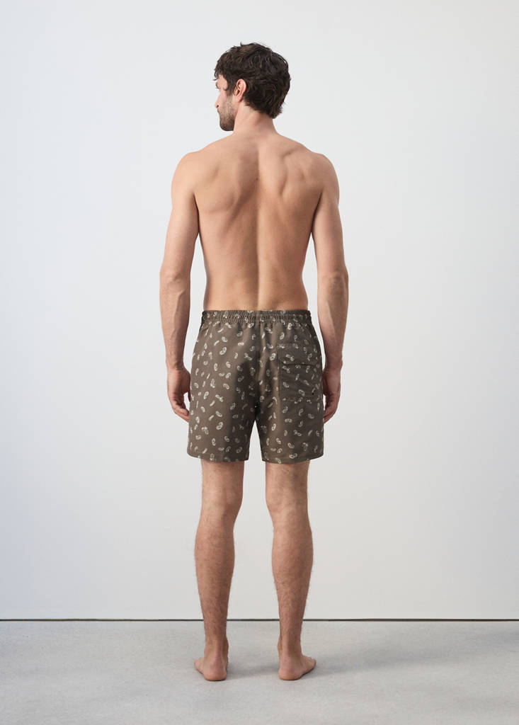 Printed drawstring swimming costume — Brown