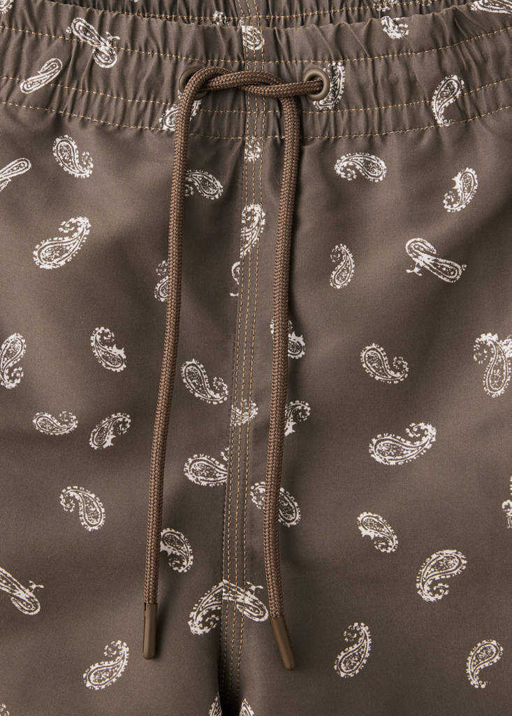 Printed drawstring swimming costume — Brown
