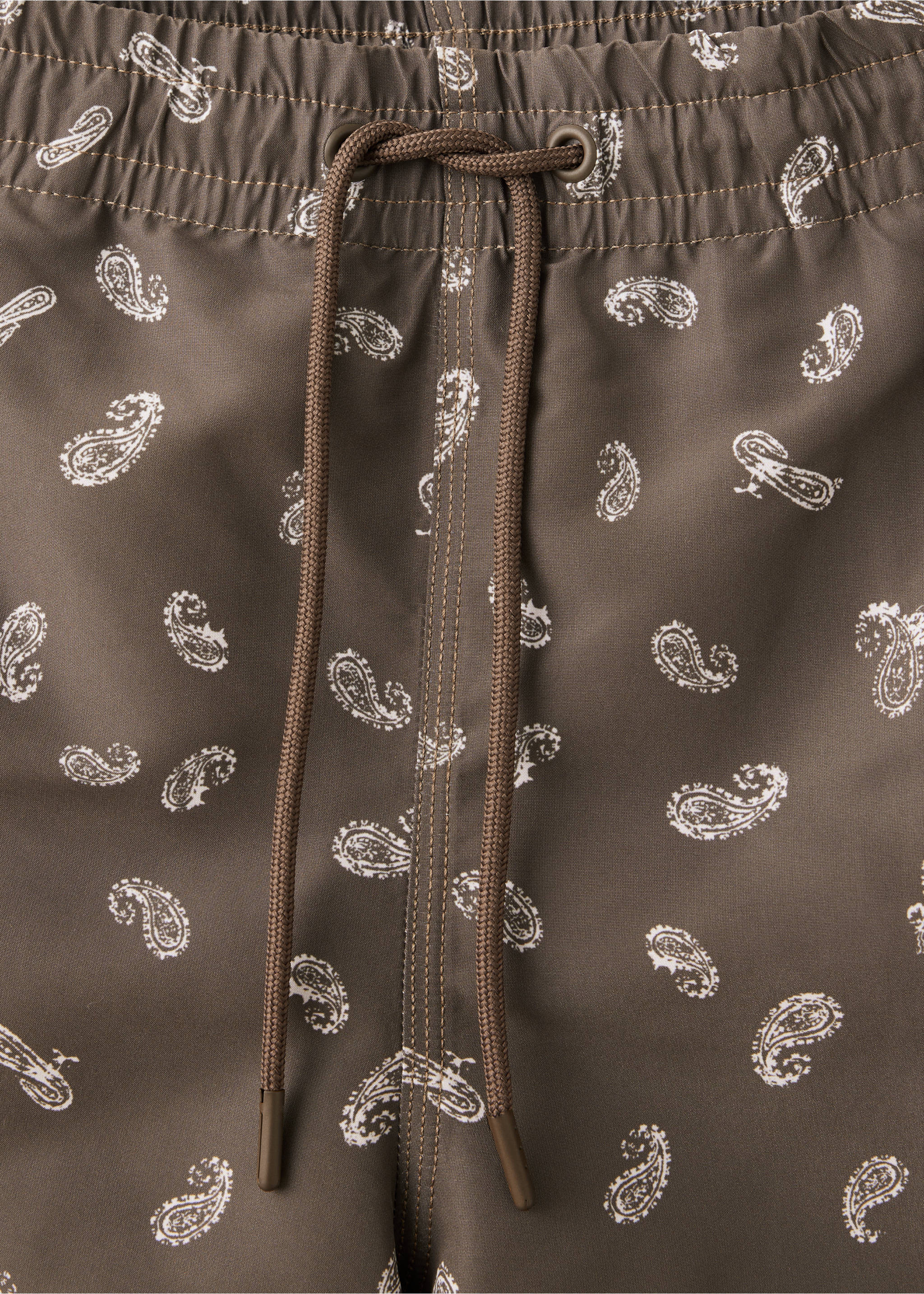 Printed drawstring swimming costume - Details of the article 8, Brown. Ref: 37021439-00.