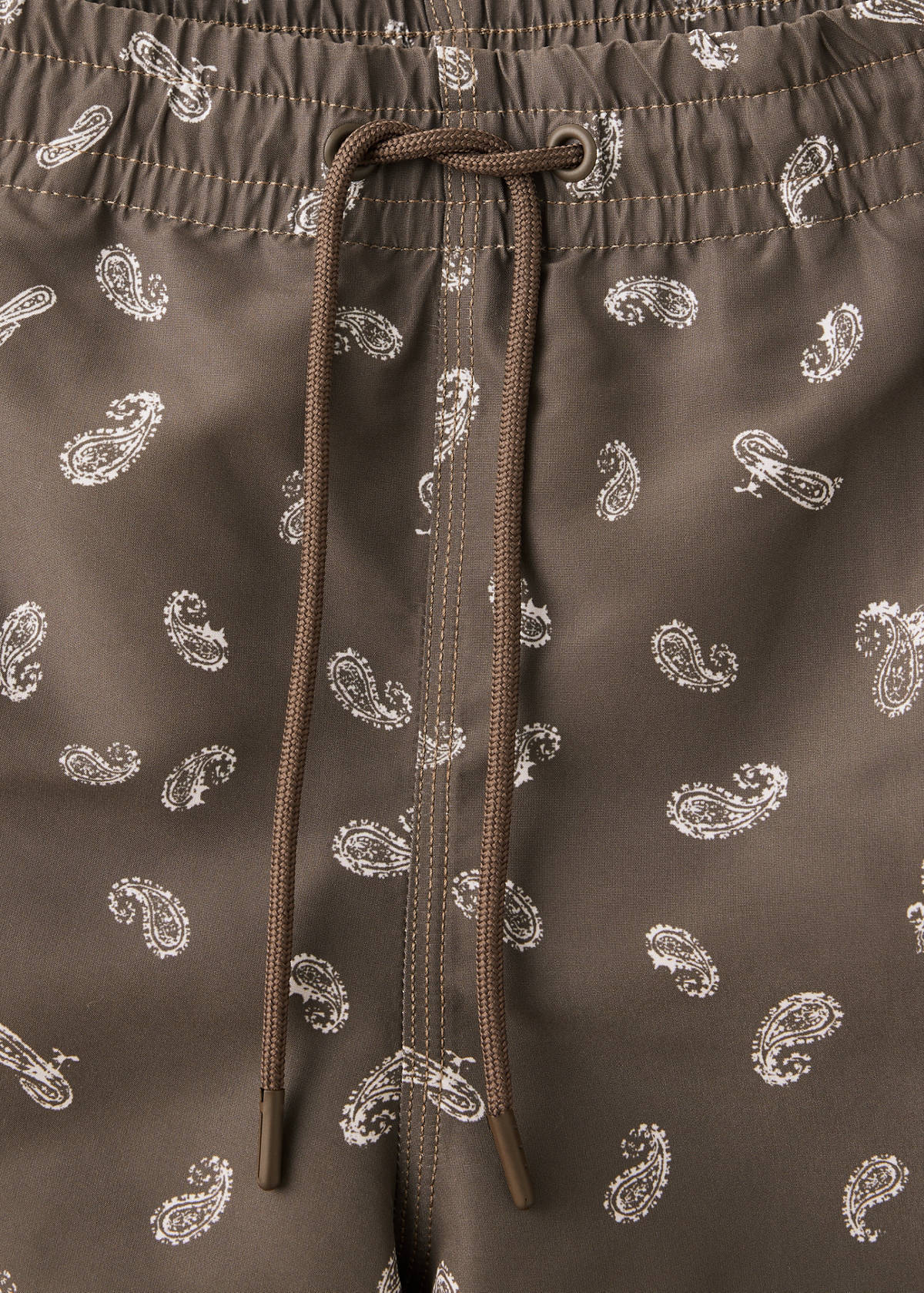 Printed drawstring swimming costume — Brown