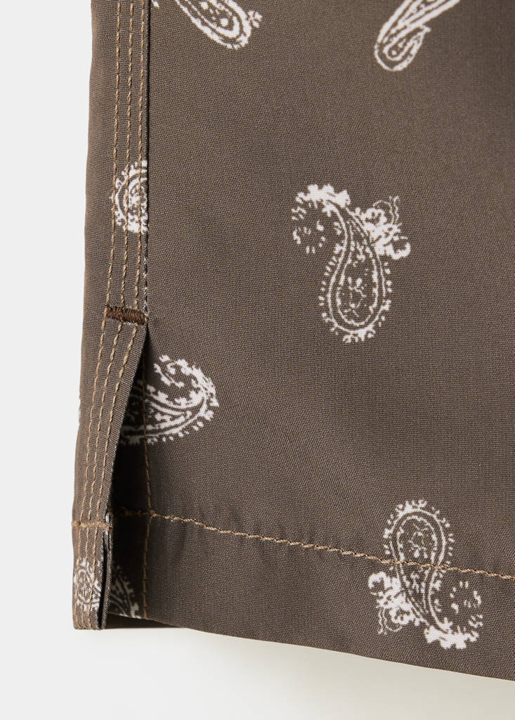 Printed drawstring swimming costume — Brown