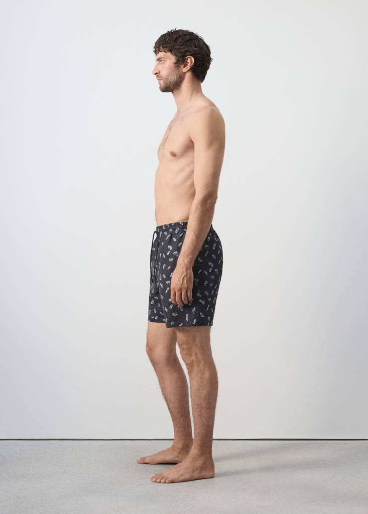 Printed drawstring swimming costume — Navy